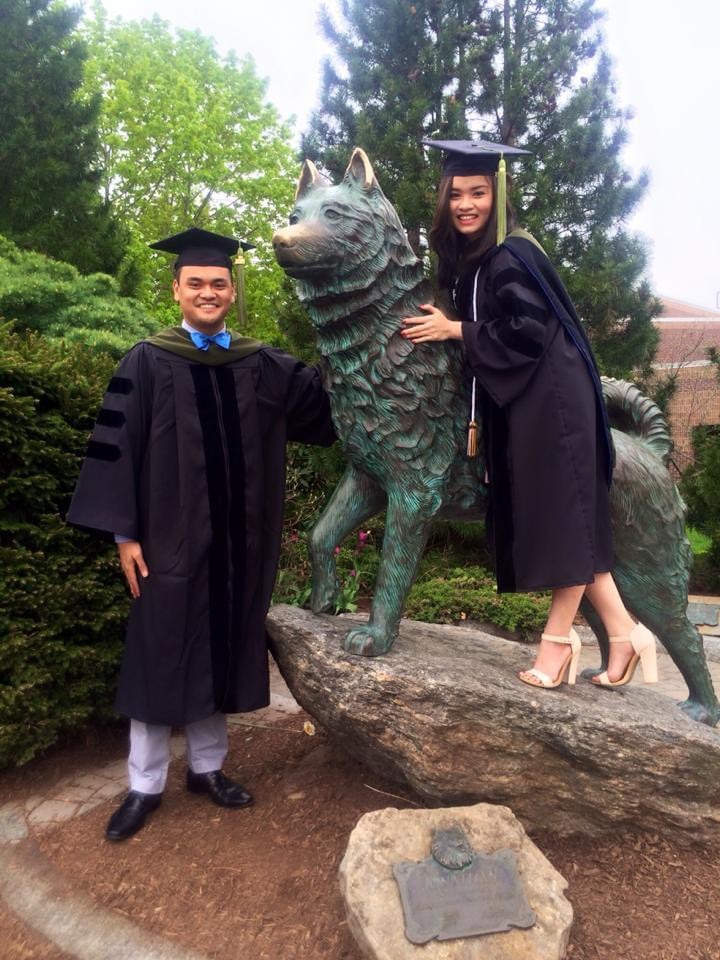 Francis Manuel '15 (left) and Huong "Heather" Truong (right) on graduation day