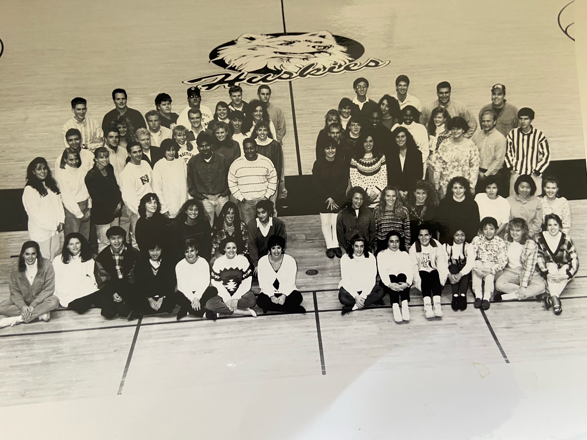 grad class on the uconn basketball floor