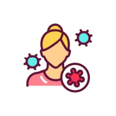 Woman with immune cells attacking her