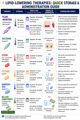 Lipid-Lowering Therapies: Quick Storage and Administration Guide table