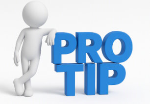 A stick figure leans on the 3 dimensional words PRO TIP